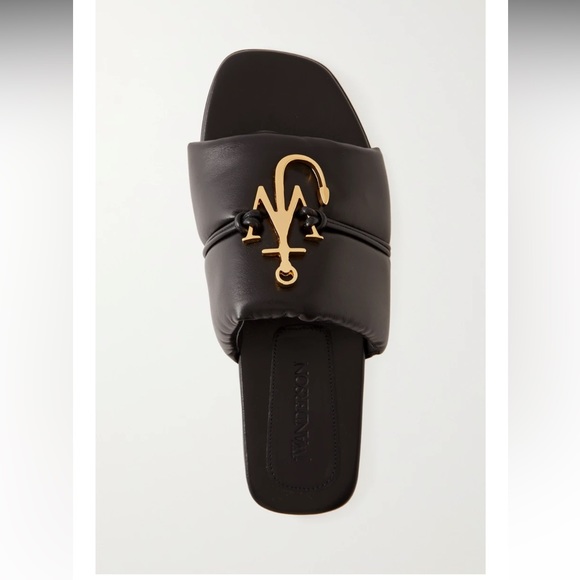 ❤️sale❤️JW Anderson Anchor logo-embellished quilted leather slides - Picture 3 of 11
